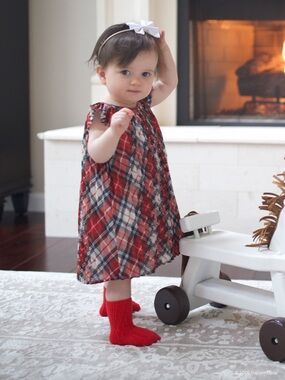 BabyGap | Plaid Pleated Holiday Dress with Flutter Sleeves